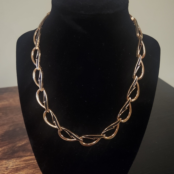 Monet Gold and Black Enamel Link Necklace - Picture 1 of 6